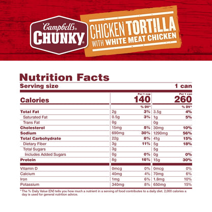Campbell’s Chunky Soup, Chicken Tortilla With White Meat Chicken, 16.1 oz Can (Pack of 8)