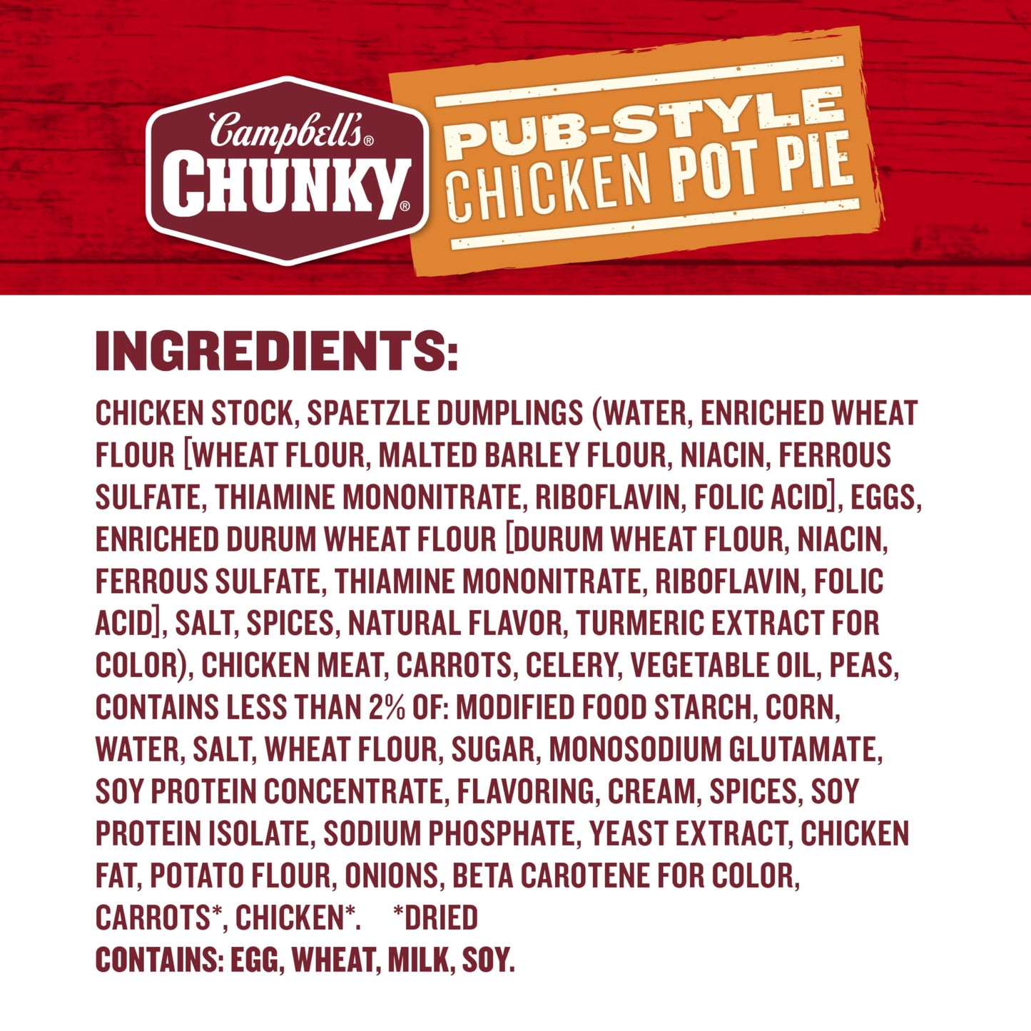 Campbell’s Chunky Soup, Pub-Style Chicken Pot Pie Soup, 16.3 oz Can (Pack of 8)