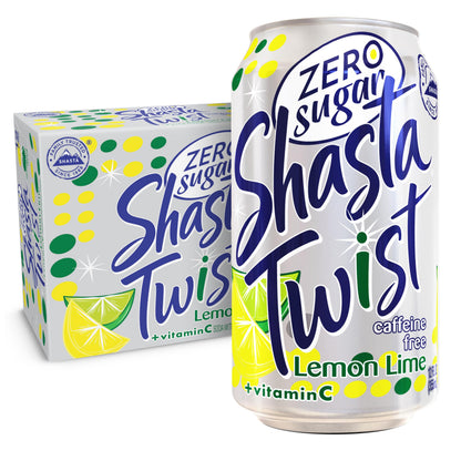 Shasta Zero Sugar Twist | 12-Pack of 12oz Cans | Lemon-Lime Citrus Soda | Sugar-Free & Caffeine-Free | Crisp & Refreshing