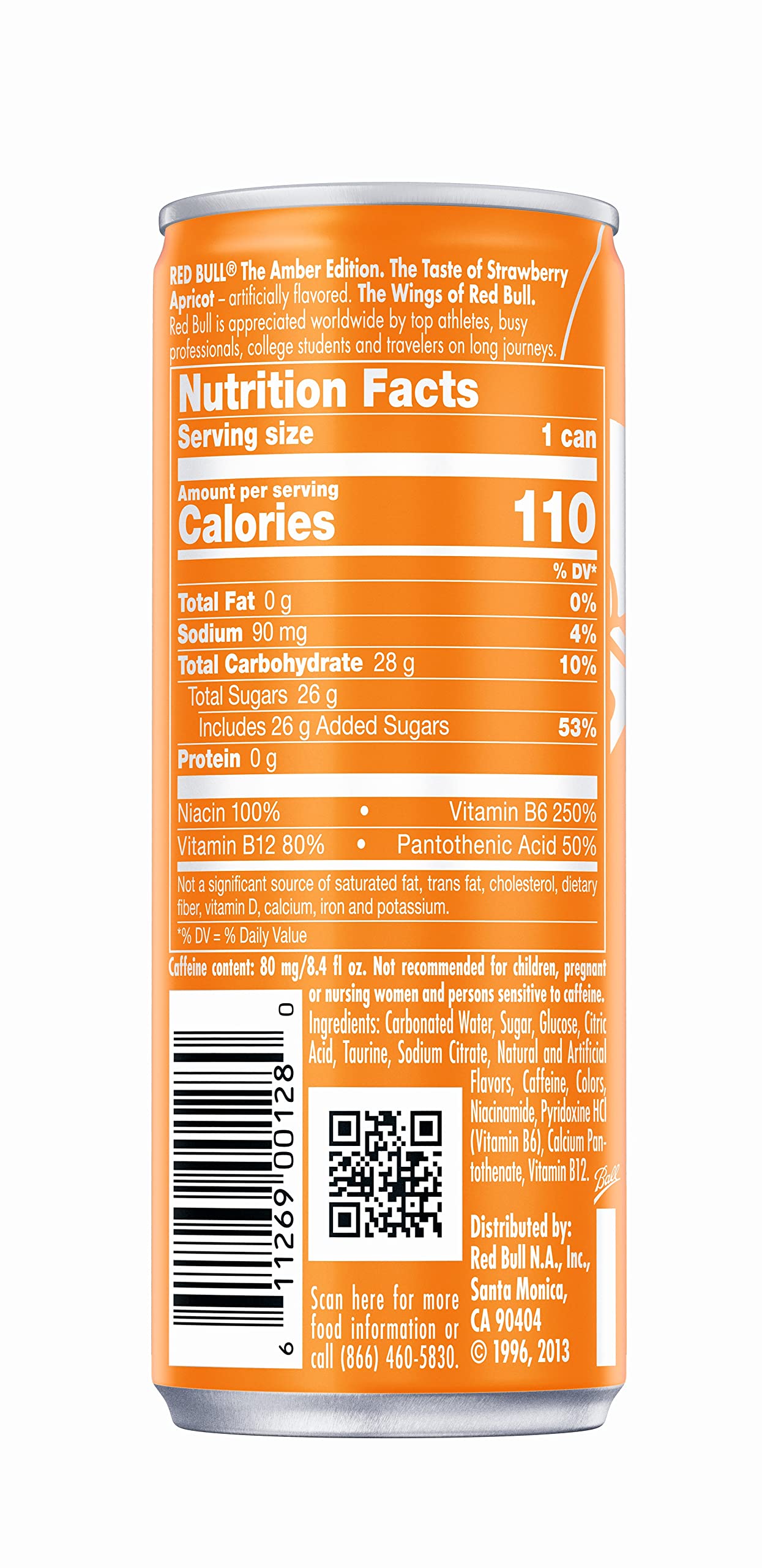 Red Bull Energy Drink, The Amber Edition, Strawberry Apricot, 8.4 Fl Oz