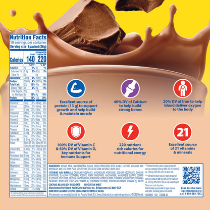 Carnation Breakfast Essentials Powder Drink Mix, Rich Milk Chocolate, 10 Count Box of Packets