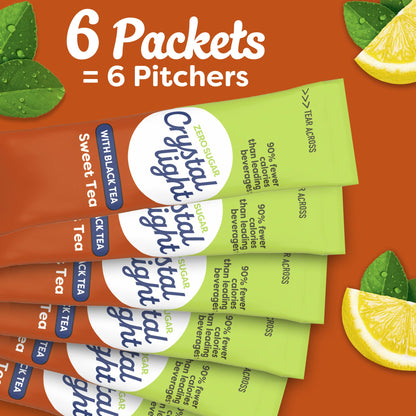Crystal Light Drink Mix, 6 Pitcher Packets, for Flavorful Hydration and Shareable Refreshment, Sweet Tea Natural Flavor, Made with Black Tea, 1.56 oz