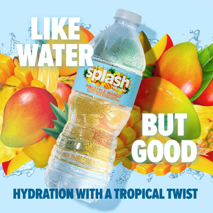 SPLASH REFRESHER Flavored Water Bottles, Pineapple Mango Flavor - 6-Pack, 16.9 Fl Oz - Refreshing Flavored Bottled Water with Electrolytes - Zero Sugar & Zero Calories