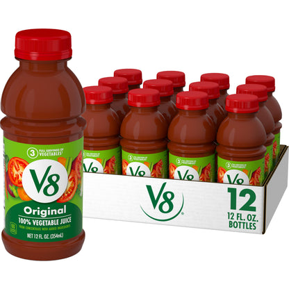 V8 Original 100% Vegetable Juice, 12 fl oz Bottle (12 Pack)