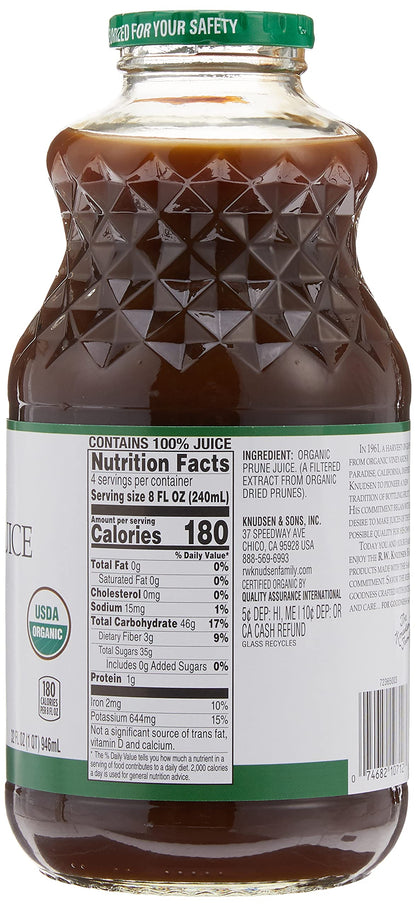 RW KNUDSEN Organic Prune Juice, 32 FZ (Pack of 5)