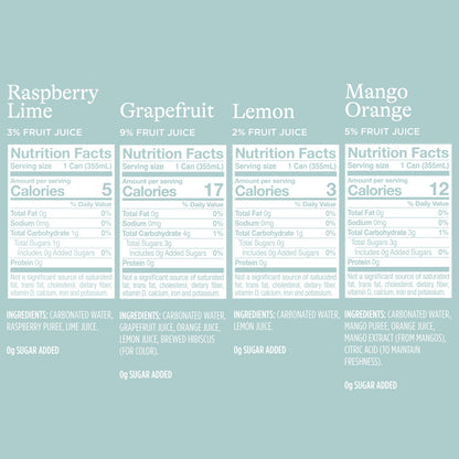Spindrift Sparkling Water, 4 Flavor Variety Pack, Made with Real Squeezed Fruit, 12 Fl Oz (Pack of 20)