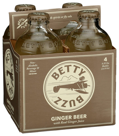 Betty Booze, Ginger Beer, 4pk, 9 Fl Oz