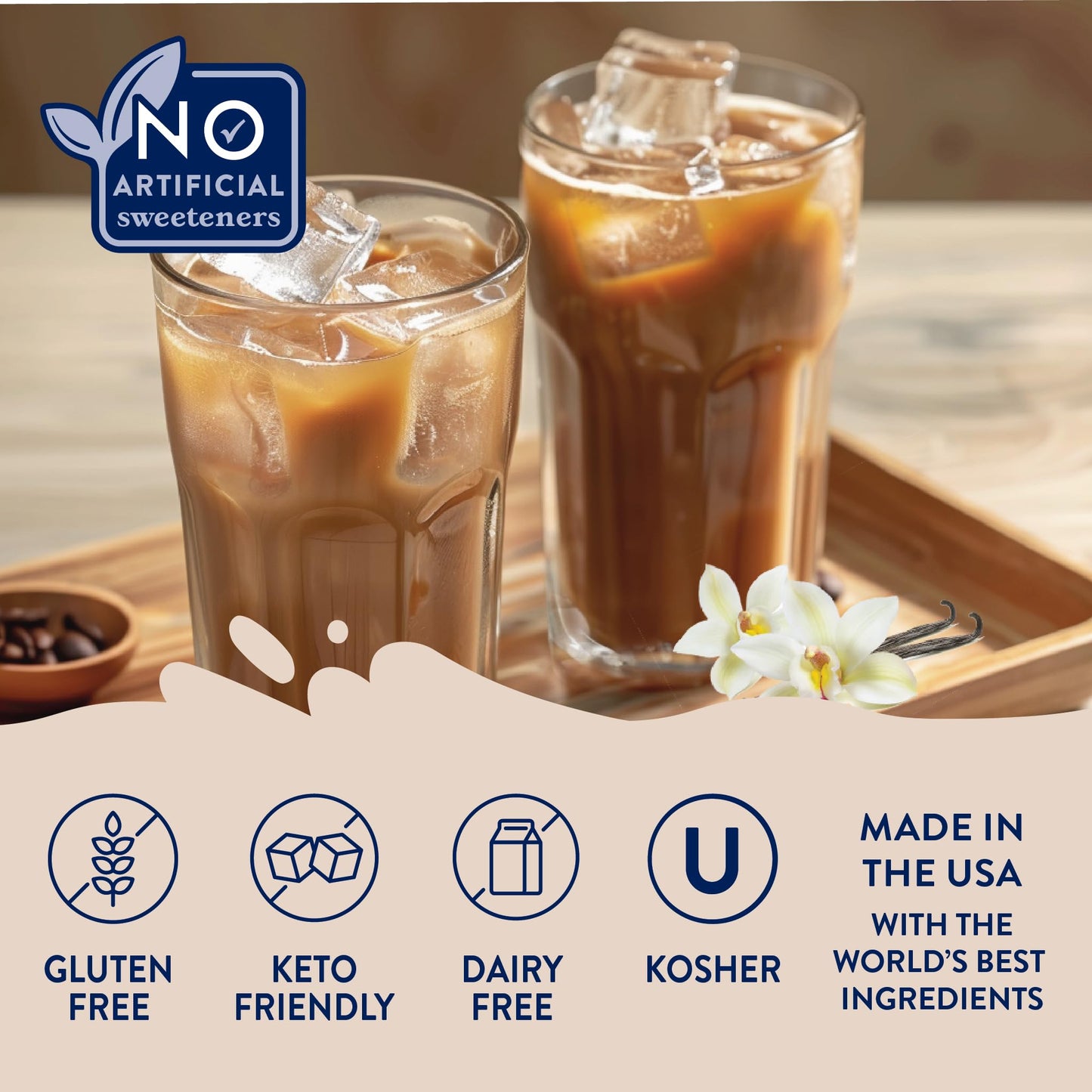 Jordan's Skinny Mixes Sugar Free Coffee Syrup, Vanilla Bean Coffee Flavoring Syrup, Naturally Sweetened Zero Calorie Drink Mix, Lattes, Baking, Protein Shake, Cocktail, Dairy & Gluten Free, 12.7 Fl Oz