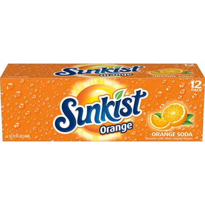 Sunkist Orange Soda, 12 fl oz cans, 12 pack