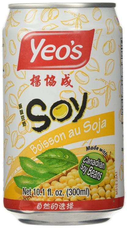 Yeo’s Soymilk Drink 10.1 fl oz (300ml) – Plant-Based Goodness in Every Sip, Non-GMO Soybeans, Lactose-Free, Cholesterol-Free, Source of Protein & Calcium (Pack of 24 Cans)