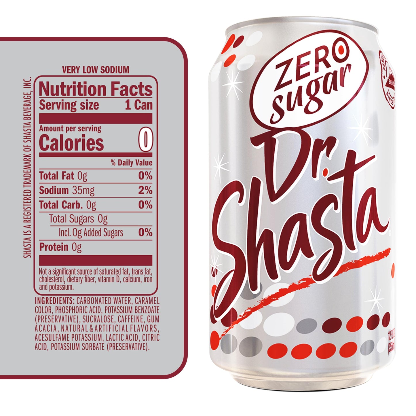 Shasta Zero Sugar Dr. Shasta | 12-Pack of 12oz Cans | Spicy Cherry Cola Flavor | Sugar-Free & Caffeinated
