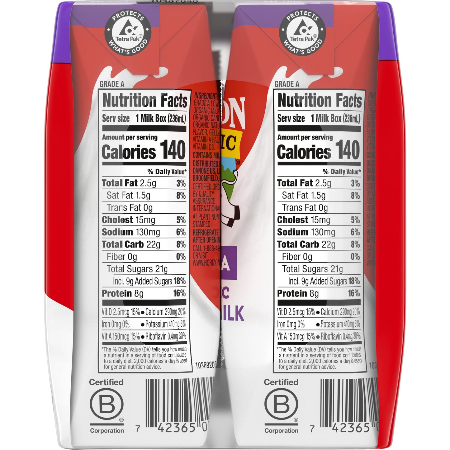 Horizon Organic Shelf Stable 1% Lowfat Vanilla Milk Boxes, 8 fl oz, 6 Count - 8g Protein per Serving, USDA Organic UHT, Ready to Drink for Lunchbox, Travel, or On-the-Go, No Refrigeration Needed