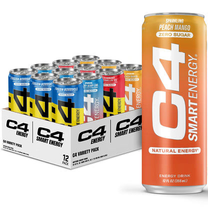 C4 Energy & Smart Energy Drinks Variety Pack, Sugar Free Pre Workout Performance Drink & C4 Energy Drink, Skittles, Carbonated Sugar Free Pre Workout Performance Drink
