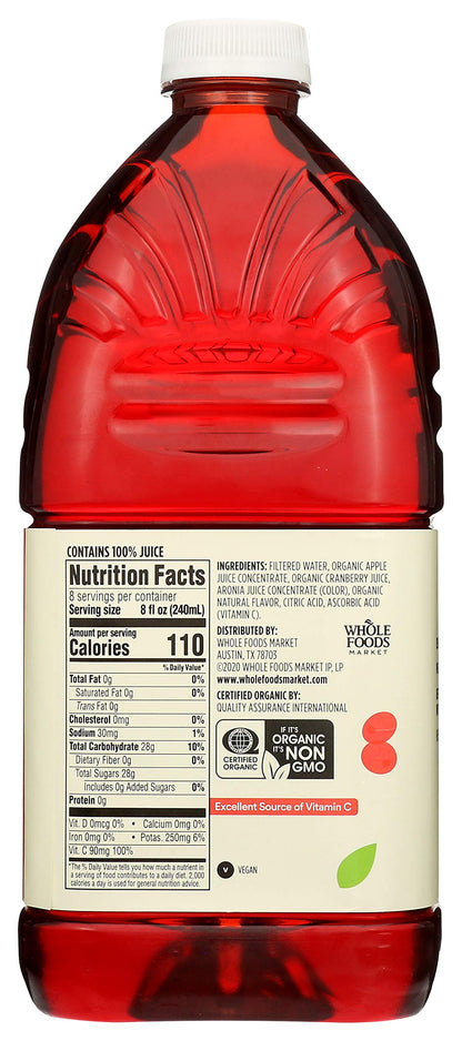 365 by Whole Foods Market, Organic Cranberry Juice Blend, 64 Fl Oz (Pack of 2)