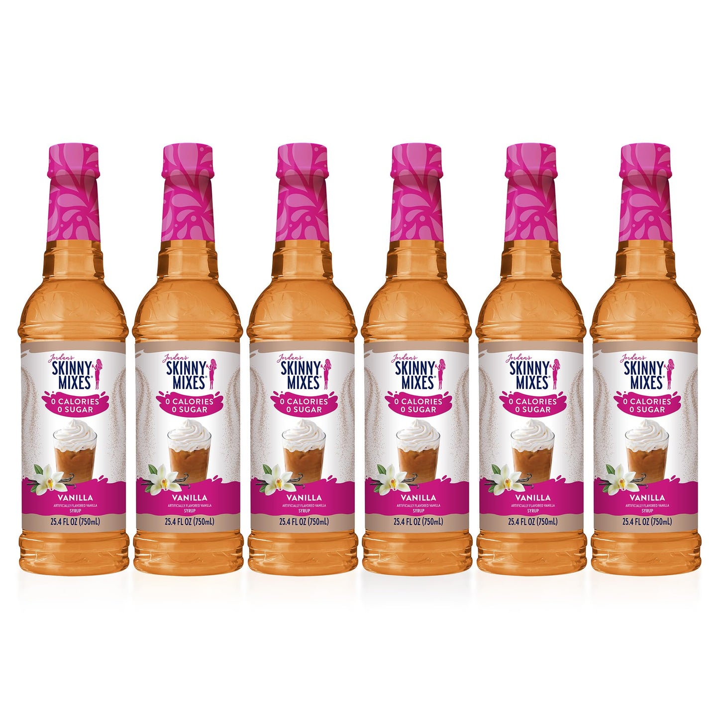 Jordan's Skinny Syrups Sugar Free Coffee Syrup, Vanilla Flavor Drink Mix, Zero Calorie Flavoring for Chai Latte, Protein Shake, Food and More, Gluten Free, Keto Friendly, 25.4 Fl Oz, 1 Pack