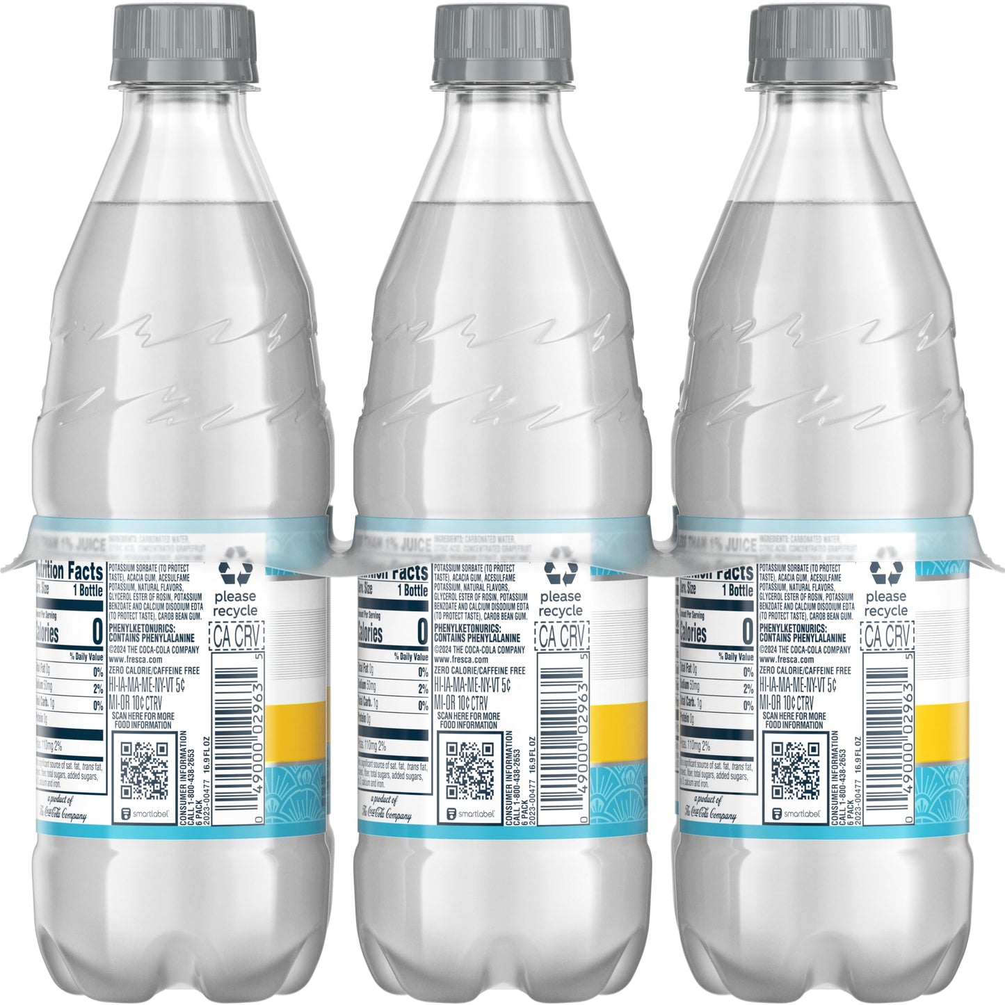 Fresca Grapefruit Citrus Sparkling Soda Water | Bottles | 16.9 fl oz | 12 Pack