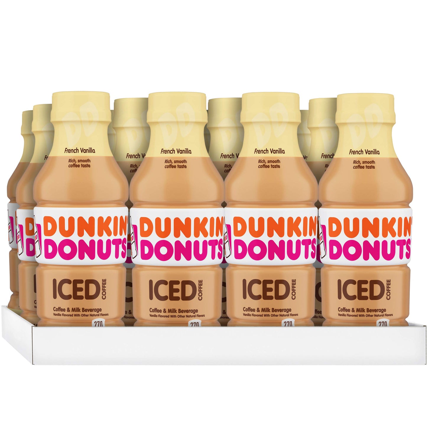 Dunkin' French Vanilla Iced Coffee Bottles, 13.7 fl oz, 12 Pack
