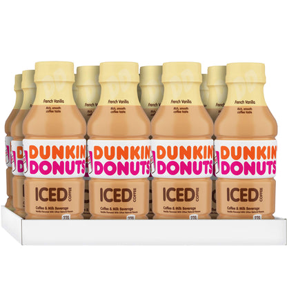 Dunkin' French Vanilla Iced Coffee Bottles, 13.7 fl oz, 12 Pack