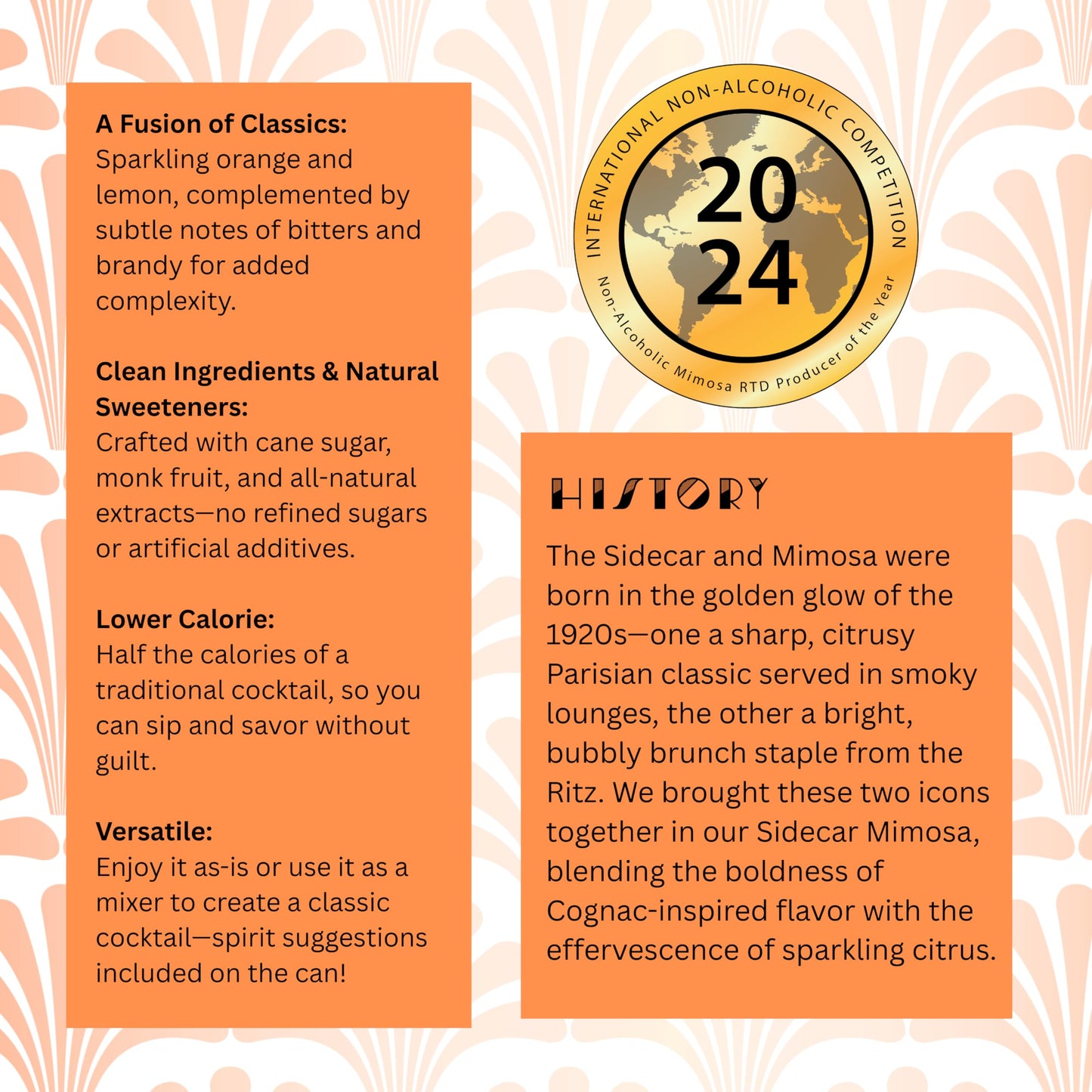 Blind Tiger Sidecar Mimosa 4-Pack | Orange, Lemon & Bitters Non-Alcoholic Sparkling Mocktail| Crafted with Natural Ingredients | Mixers, Cocktails, Mocktails | 8.4 fl oz Cans