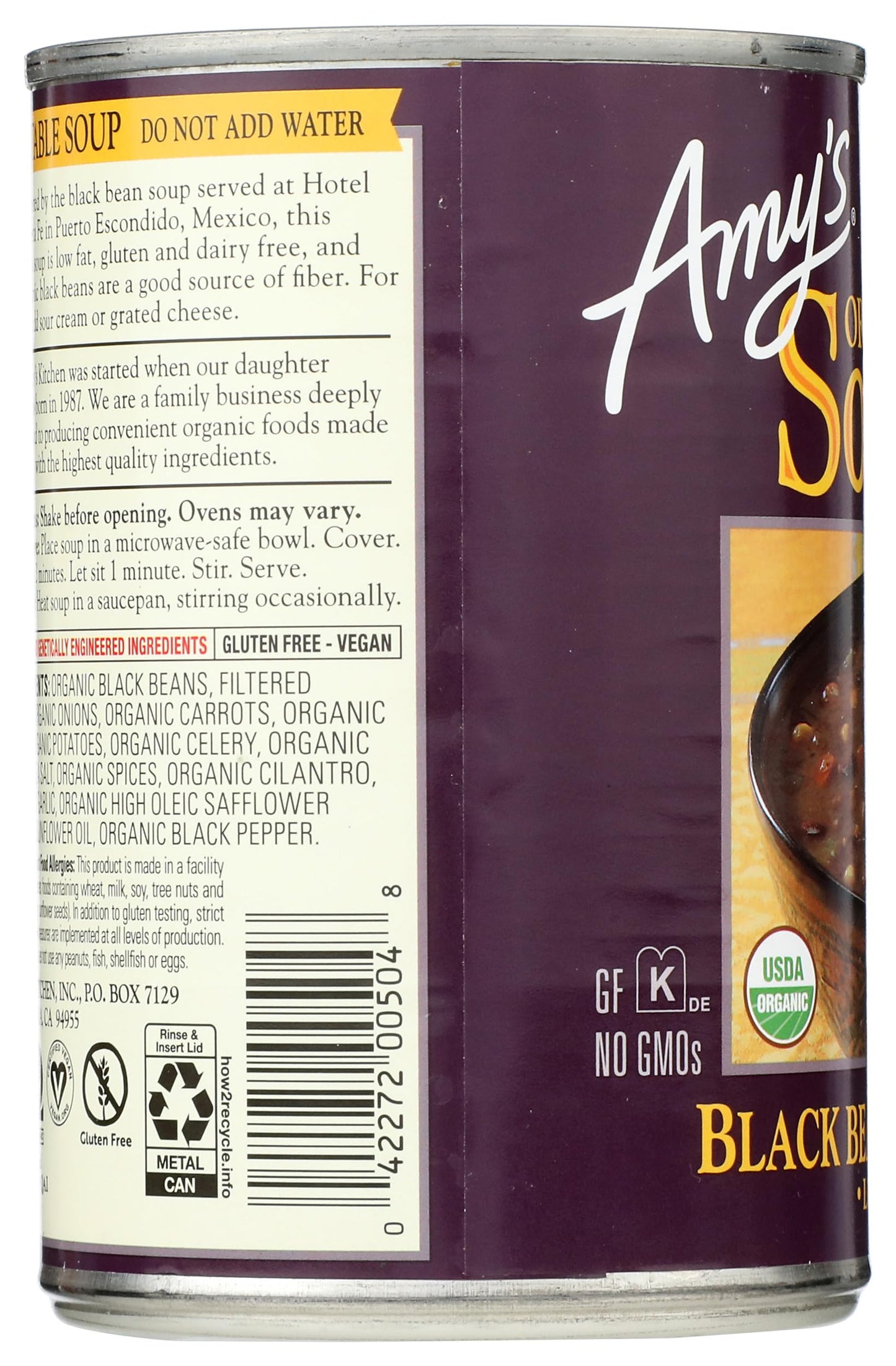 Amy's Organic Black Bean Vegetable Soup, 14.5 Ounce
