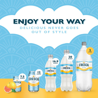 Fresca Grapefruit Citrus Sparkling Soda Water, Zero Calorie and Sugar Free, 2 Liter Bottle (Packaging may vary)