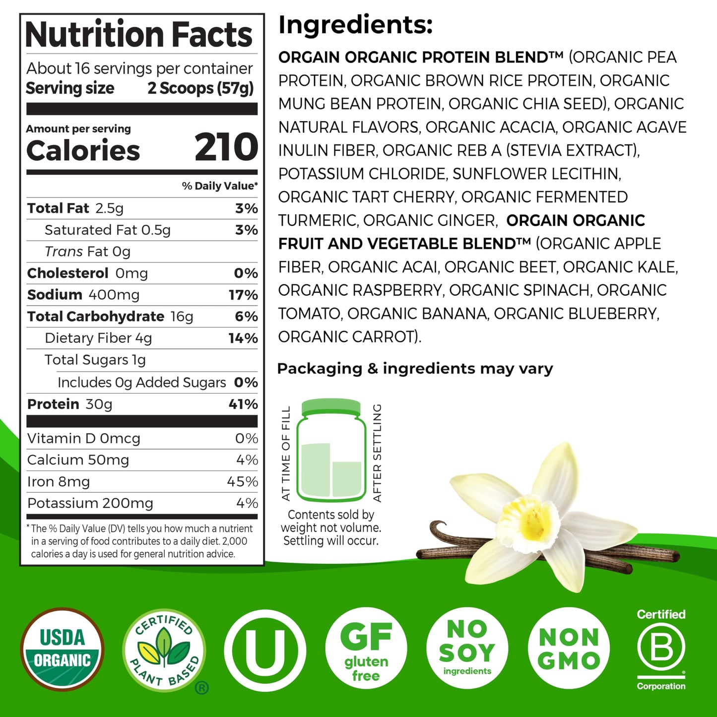 Orgain 30g High Protein Ready To Drink Shake, Chocolate Fudge, 11 Fl Oz (Pack of 12) + Orgain Organic 30g Vegan Protein Powder, Vanilla 2.01 lb (Packaging May Vary) Bundle