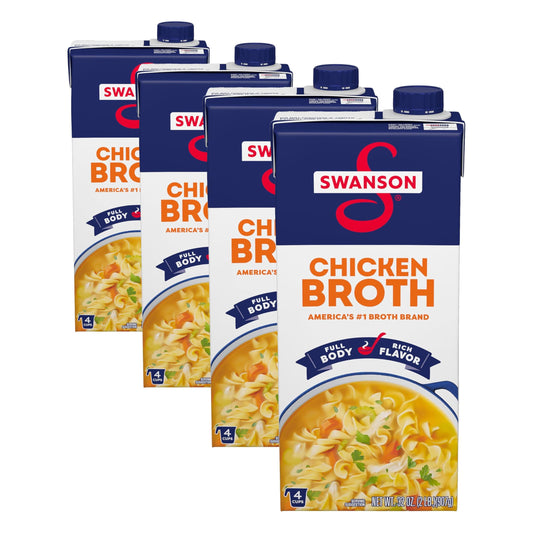 SWANSON S 100% Natural Chicken Broth, 32 oz Carton, (Pack of 4)