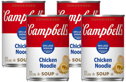 Campbell's Condensed 25% Less Sodium Chicken Noodle Soup, 10.75 Ounce Can (Pack of 4)