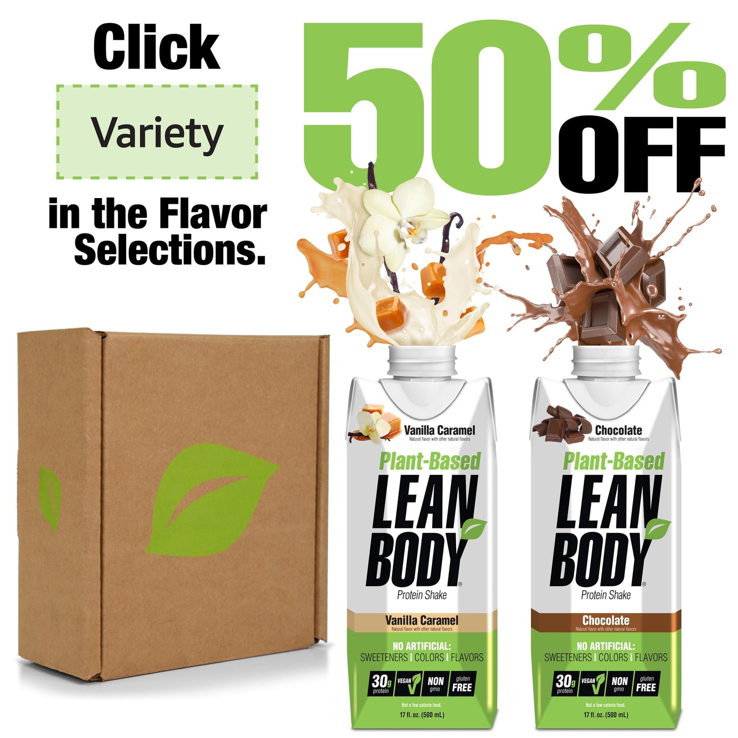 Lean Body Ready-to-Drink, Plant-Based Vegan Taster Pack, 30g Protein, No Artificial Flavors, Sweeteners or Colors, Non GMO, Gluten Free, Premium Pea & Rice Blend (Pack of 2)
