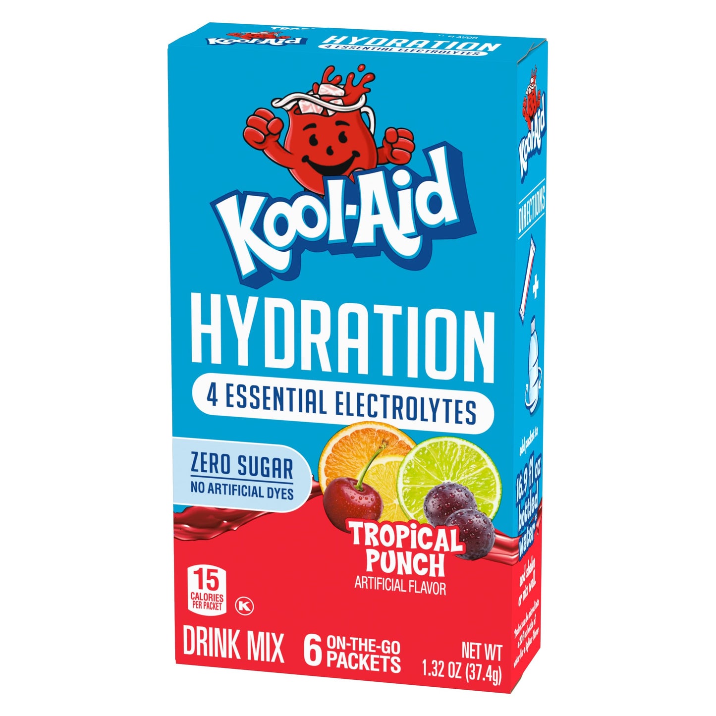 Kool-Aid Hydration Tropical Punch Artificially Flavored Drink Mix, 6 ct On-the-Go-Packets, 1.32 oz Box