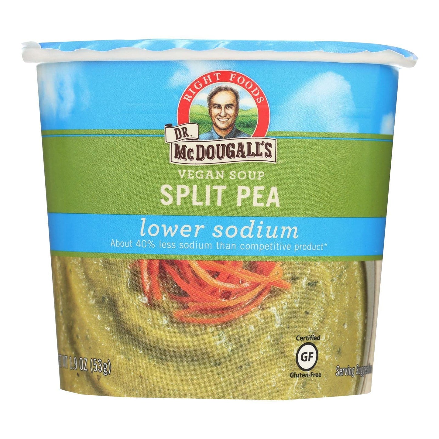 Dr. McDougall's Right Foods Vegan Split Pea Soup, Lower Sodium, 1.9-Ounce Cups (Pack of 6) ( Value Bulk Multi-pack)