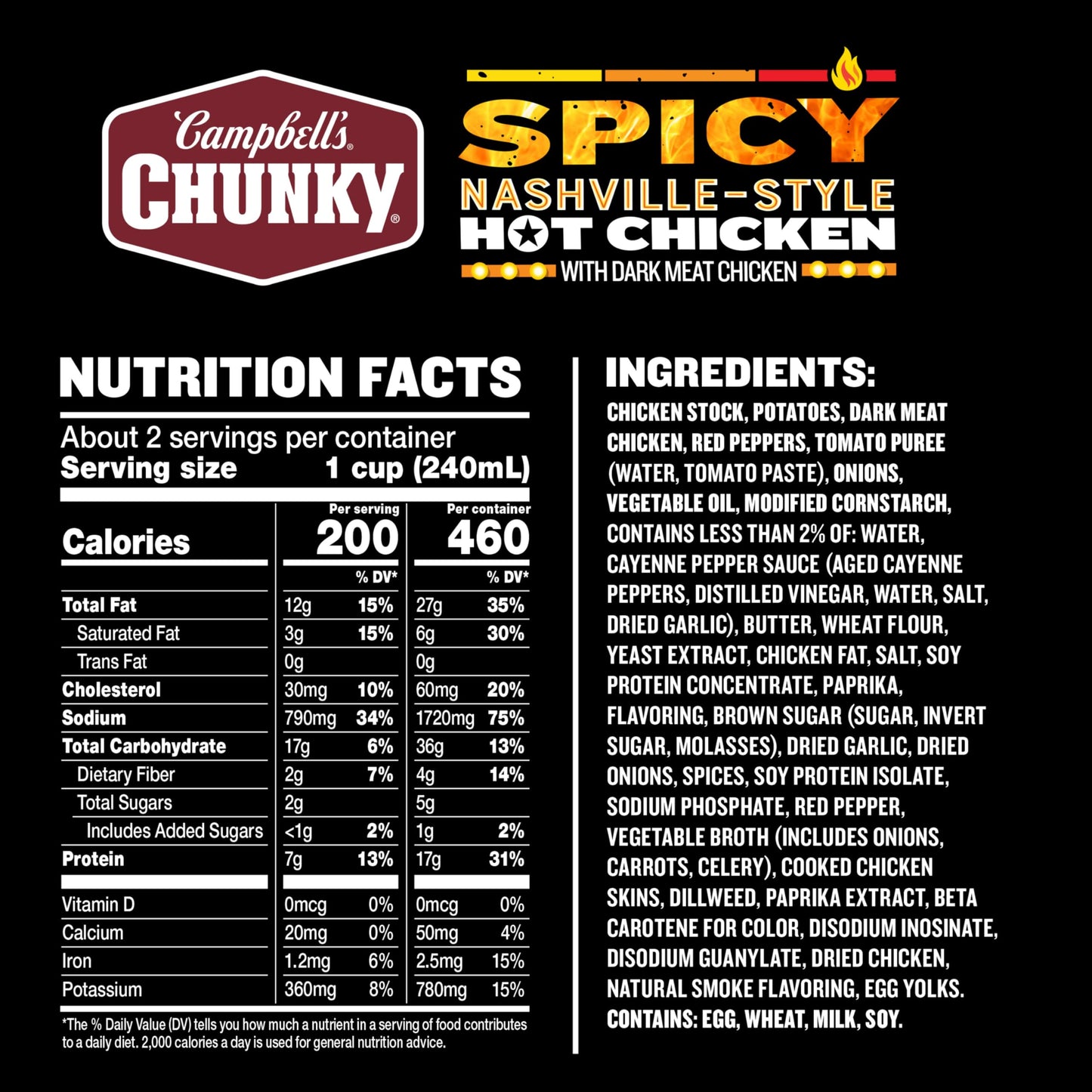 Campbell’s Chunky Soup, Spicy Nashville-Style Hot Chicken Soup, 18.8 oz Can