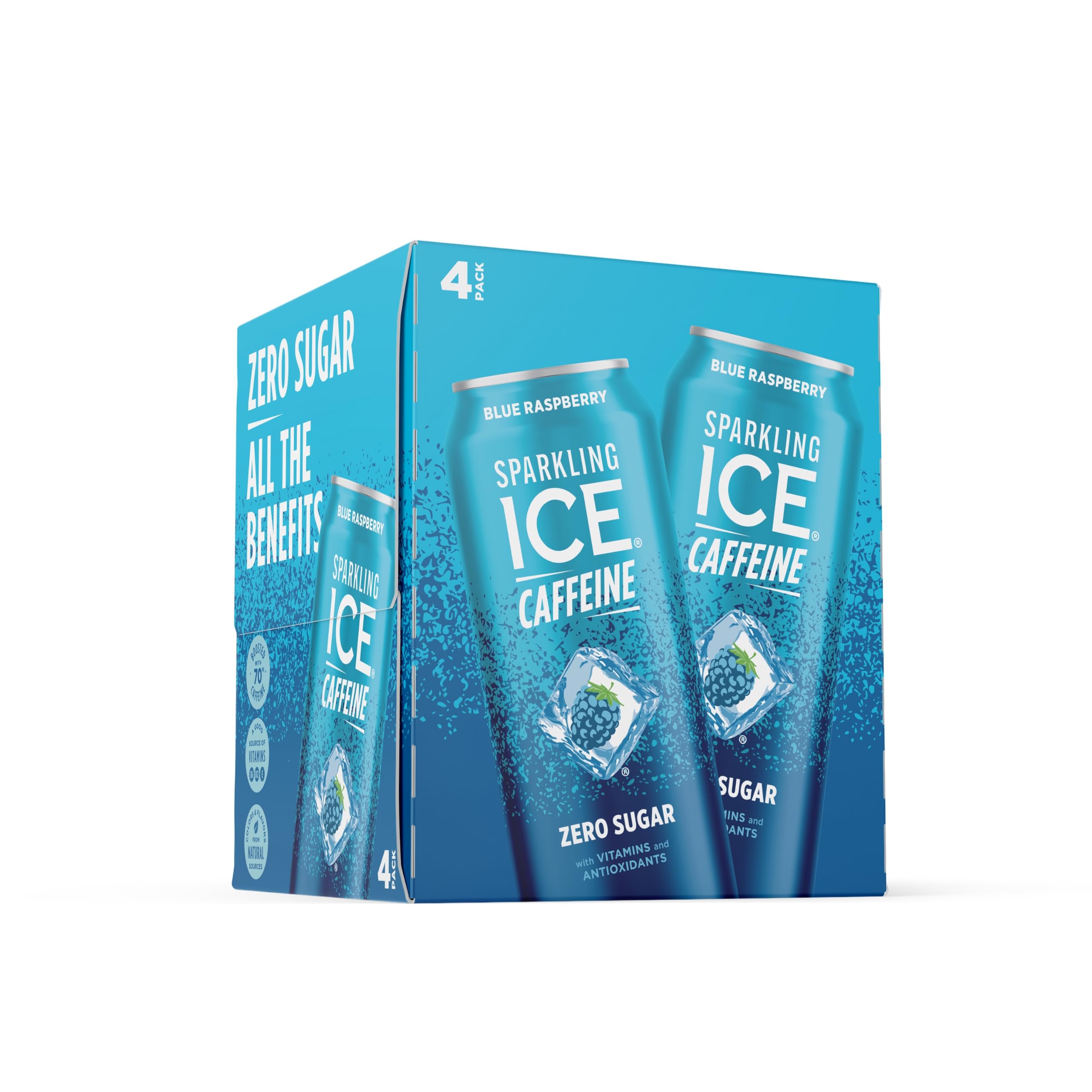 Sparkling Ice Caffeine, Blue Raspberry Sparkling Water with Caffeine ...