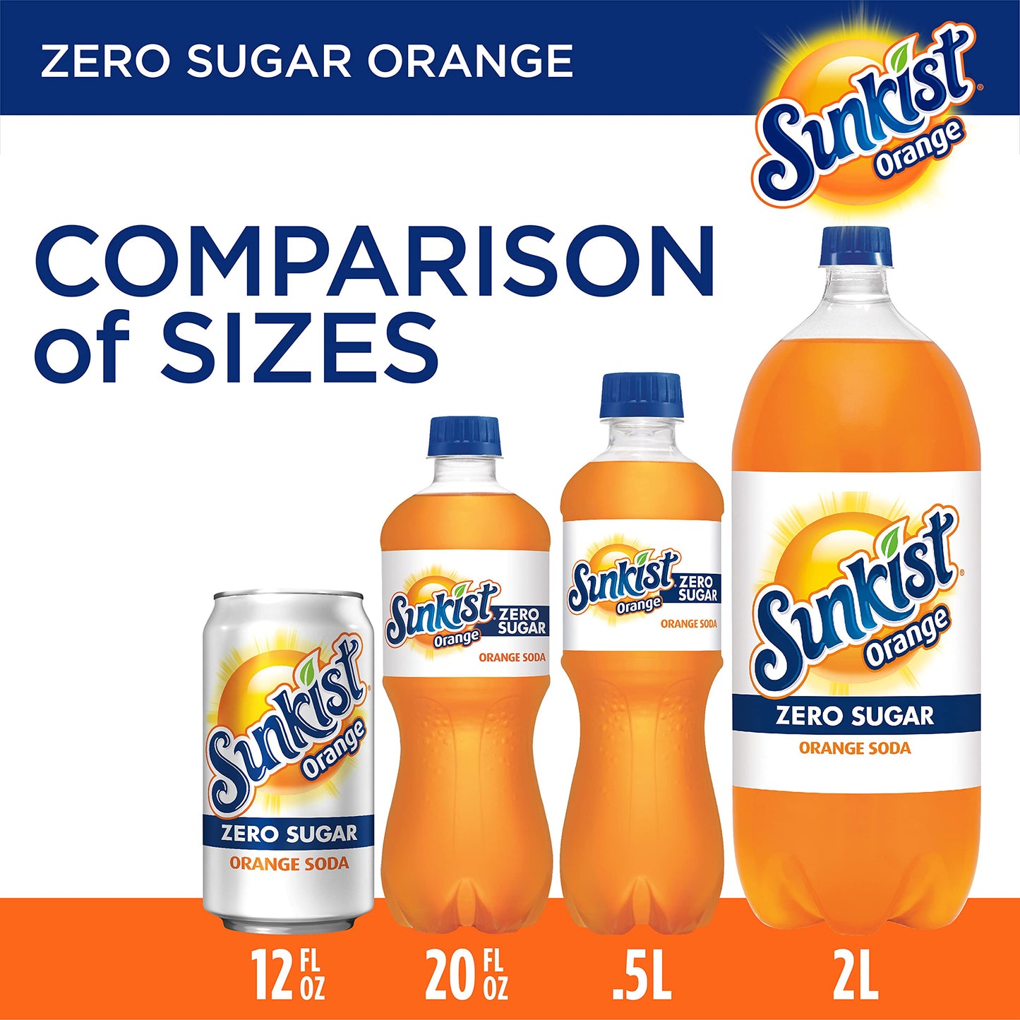 Sunkist Zero Sugar Orange Soda | 12 fl. oz. Cans | 12 Pack | Pack of 2