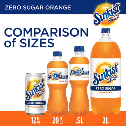 Sunkist Zero Sugar Orange Soda | 12 fl. oz. Cans | 12 Pack | Pack of 2