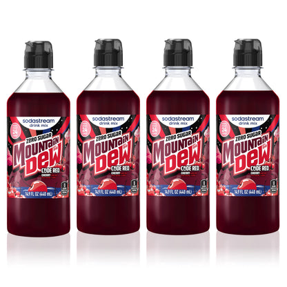 SodaStream MTN Dew Code Red Zero New Pour Bottle Drink Mix 14.9 Fl Oz (Pack of 4)