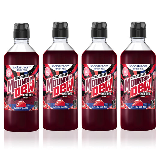 SodaStream MTN Dew Code Red Zero New Pour Bottle Drink Mix 14.9 Fl Oz (Pack of 4)