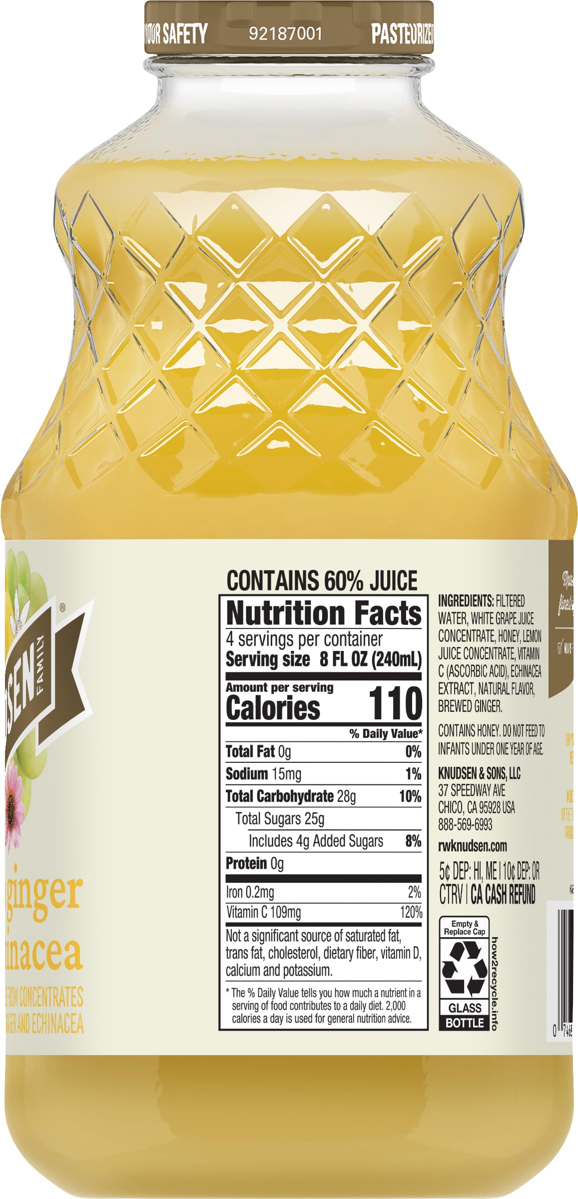 R.W. Knudsen Simply Nutritious Lemon Ginger Echinacea Juice Blend, 32 Ounces