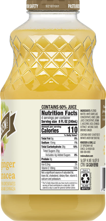 R.W. Knudsen Simply Nutritious Lemon Ginger Echinacea Juice Blend, 32 Ounces