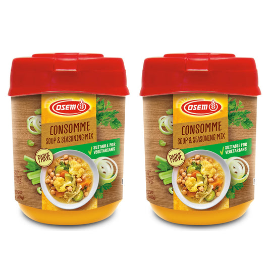 Osem Chicken Flavored Consomme Powder Soup & Seasoning Mix - Instant Broth Base, Perfect for Soups, Sauces, Stews, Rice, and More - Rich Savory Flavor Enhancer for Cooking - 14.1 oz (Pack of 2)