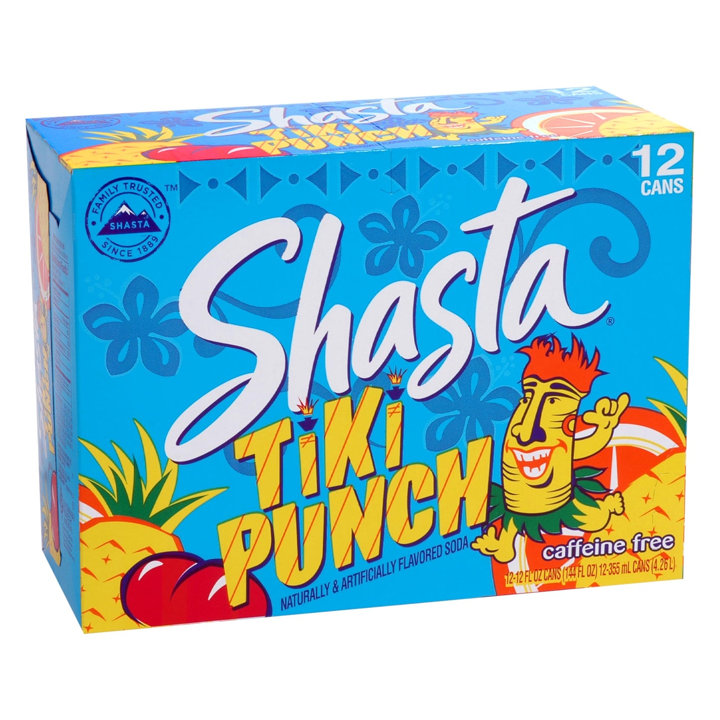 Shasta Tiki Punch | 12-Pack of 12oz Cans | Tropical Fruit Punch Flavor | Sweet & Bold | Caffeine-Free