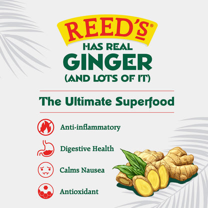 Reeds Ginger Brew, Soda Ginger Beer Zero Sugar Extra, 12 Fl Oz, 4 Pack