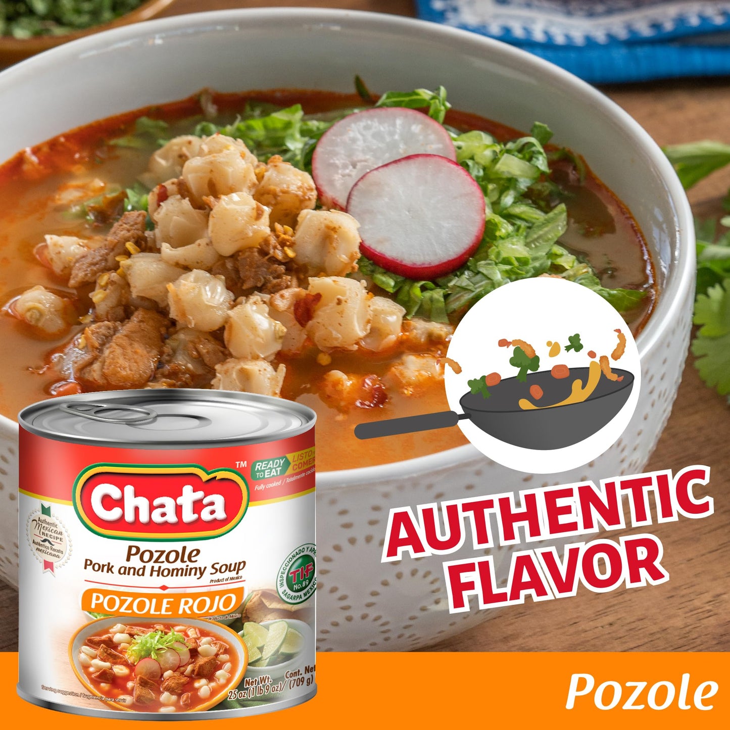 Chata Mexican Pozole Soup with Pork and Hominy Corn, Ready to Heat & Serve, 25 oz (Pack of 3)