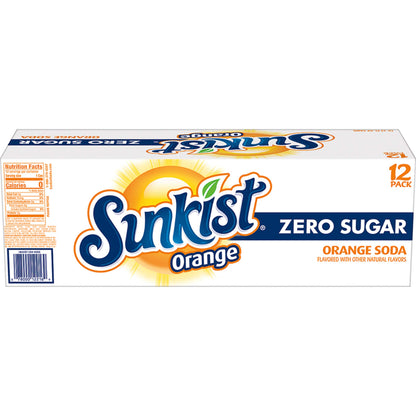Sunkist Zero Sugar Orange Soda | 12 fl. oz. Cans | 12 Pack | Pack of 2