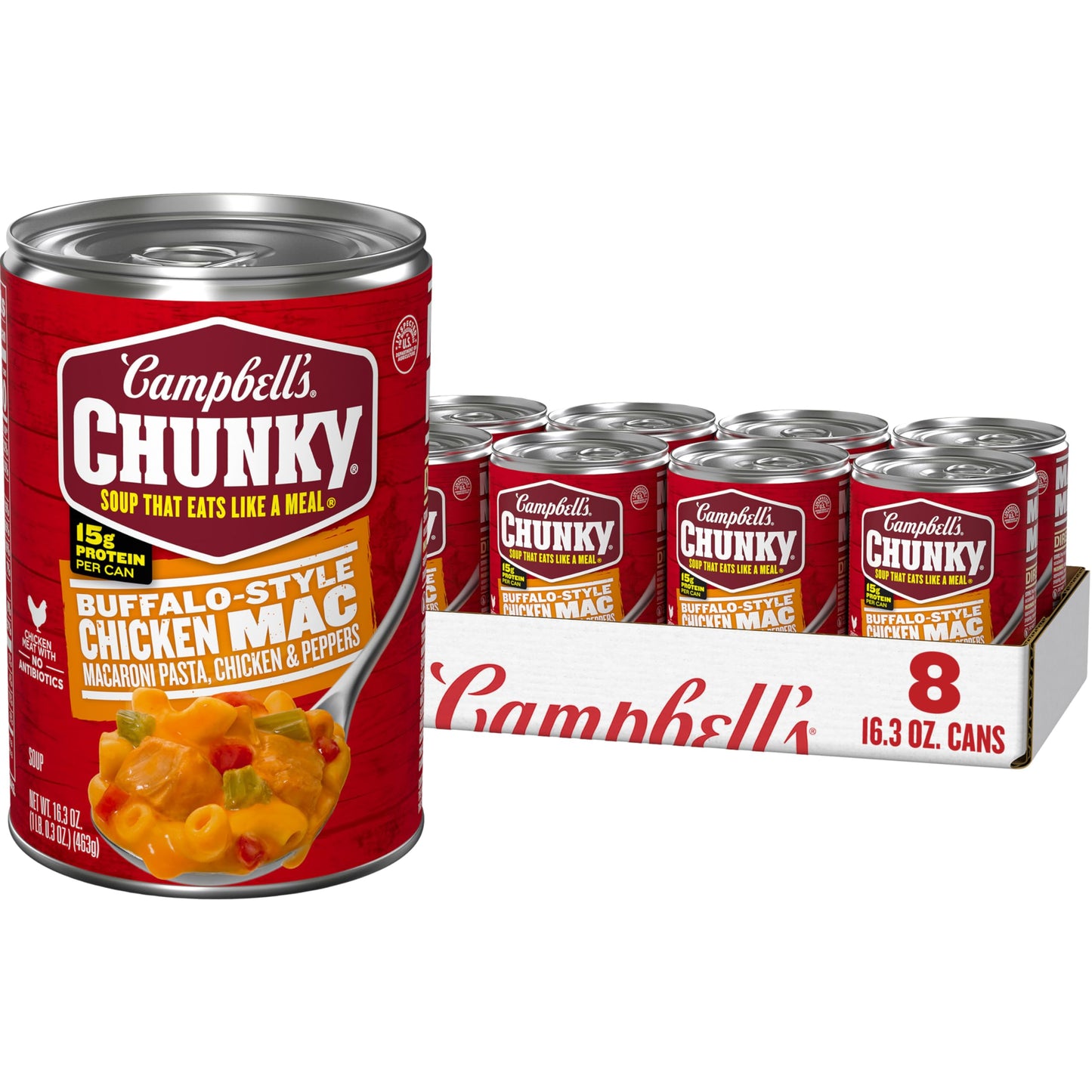Campbell’s Chunky Buffalo-Style Chicken Mac Soup, 16.3 oz Can (8 Pack)
