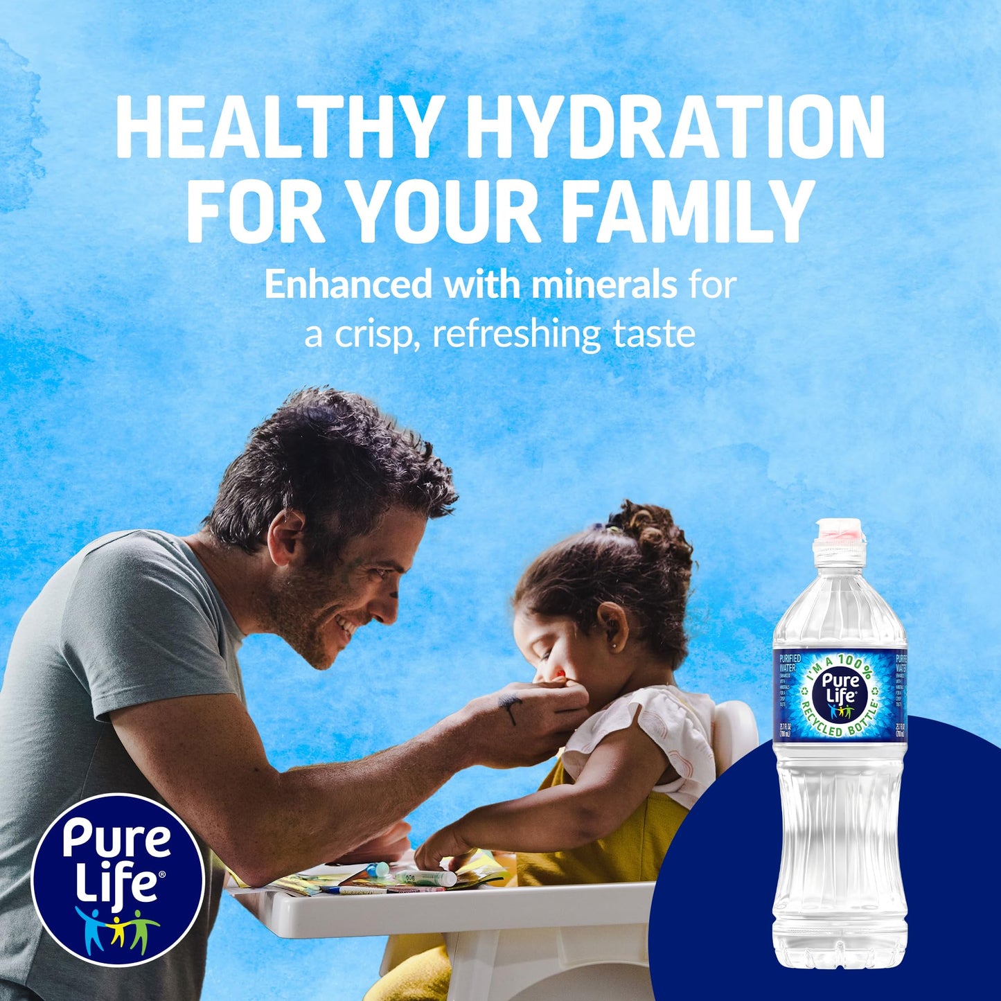 Pure Life Purified Water Bottles, 24 Pack - Still Bottled Water Enhanced with Minerals for a Crisp Taste, Plastic Bottles - 23.7 Fl Oz Sports Bottle with Flip Cap