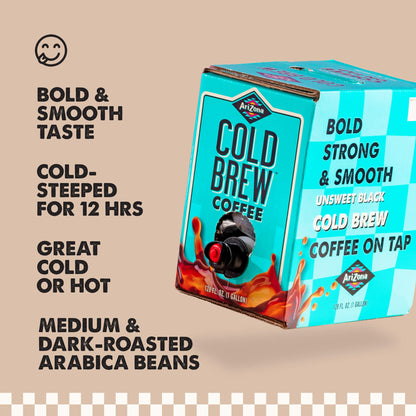 AriZona Cold Brew Coffee, Iced Coffee on Tap and Ready to Drink, Colombian Arabica Brew, 1 Gallon per Container - 128 Fl Oz Box