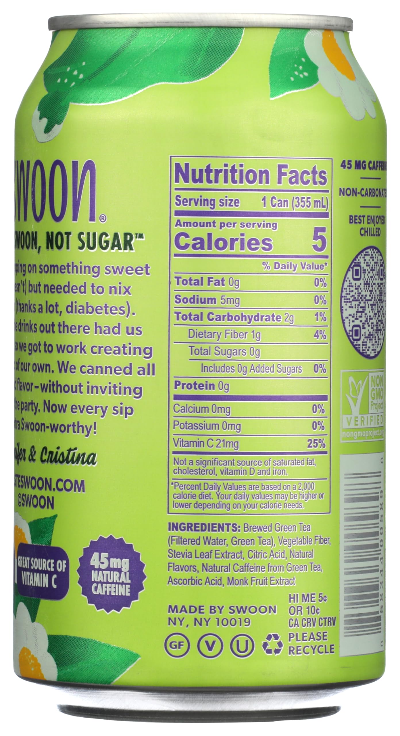 Swoon Green Tea, 12 Fl Oz