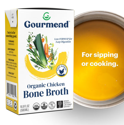 Organic Unsalted 16.9oz Chicken Bone Broth (3 Pack) – 7 Ingredients, Low FODMAP Certified, Filler Free, Gluten Free, Onion & Garlic Bulb Free