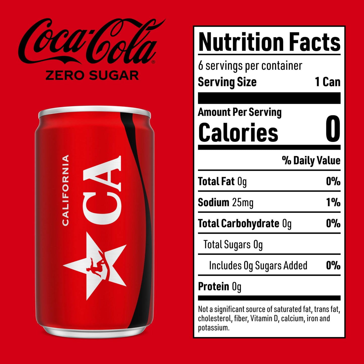 Coke Zero Sugar Mini-Can 7.5 fl oz, 6 Pack (Package May Vary)